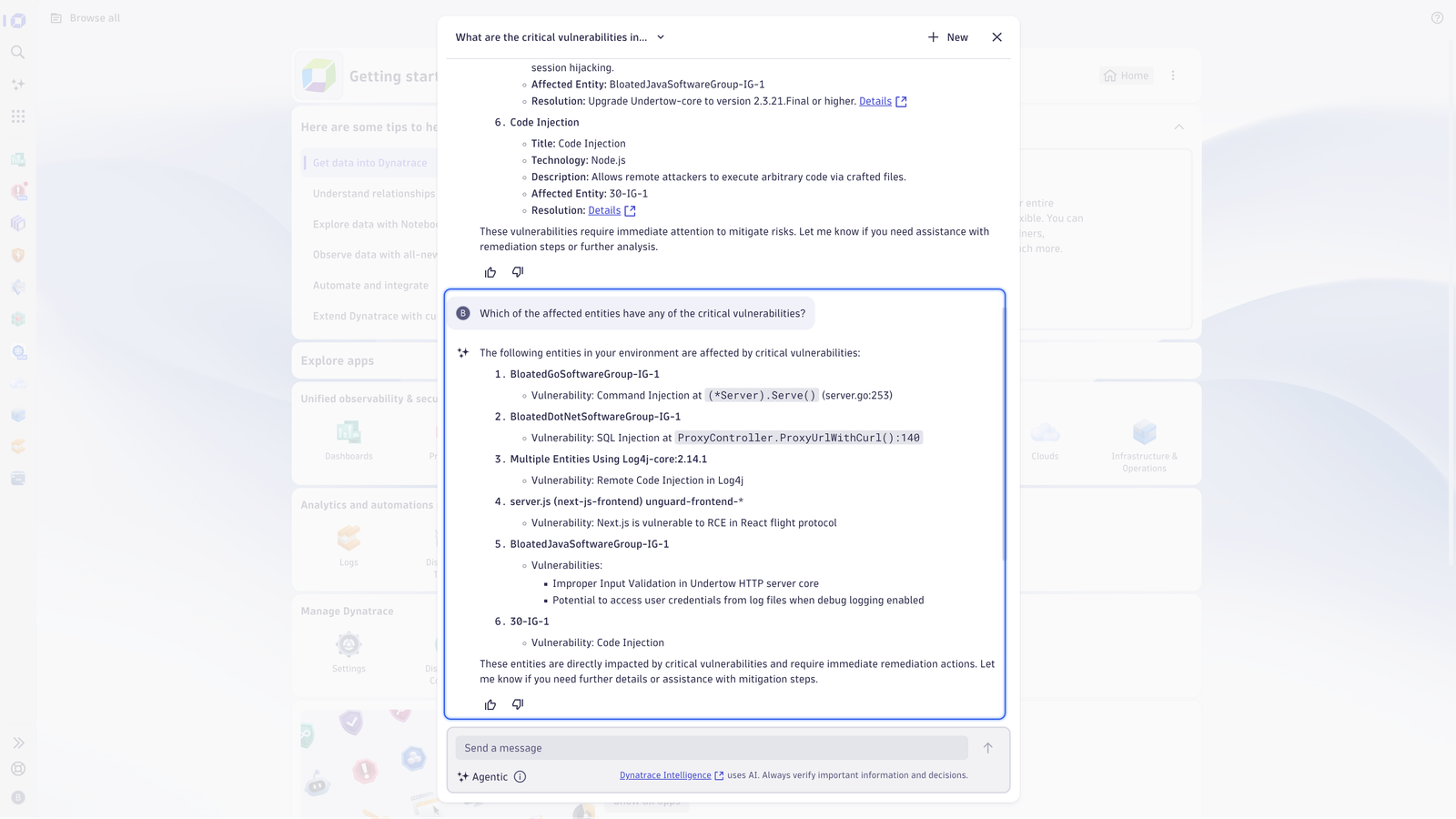 Show which of the affected entities have critical vulnerabilities.