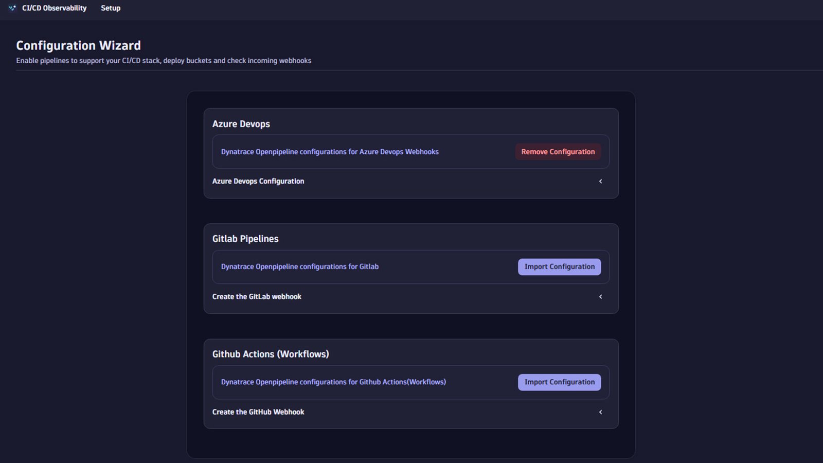 Follow the instructions to setup the webhooks for the chosen provider