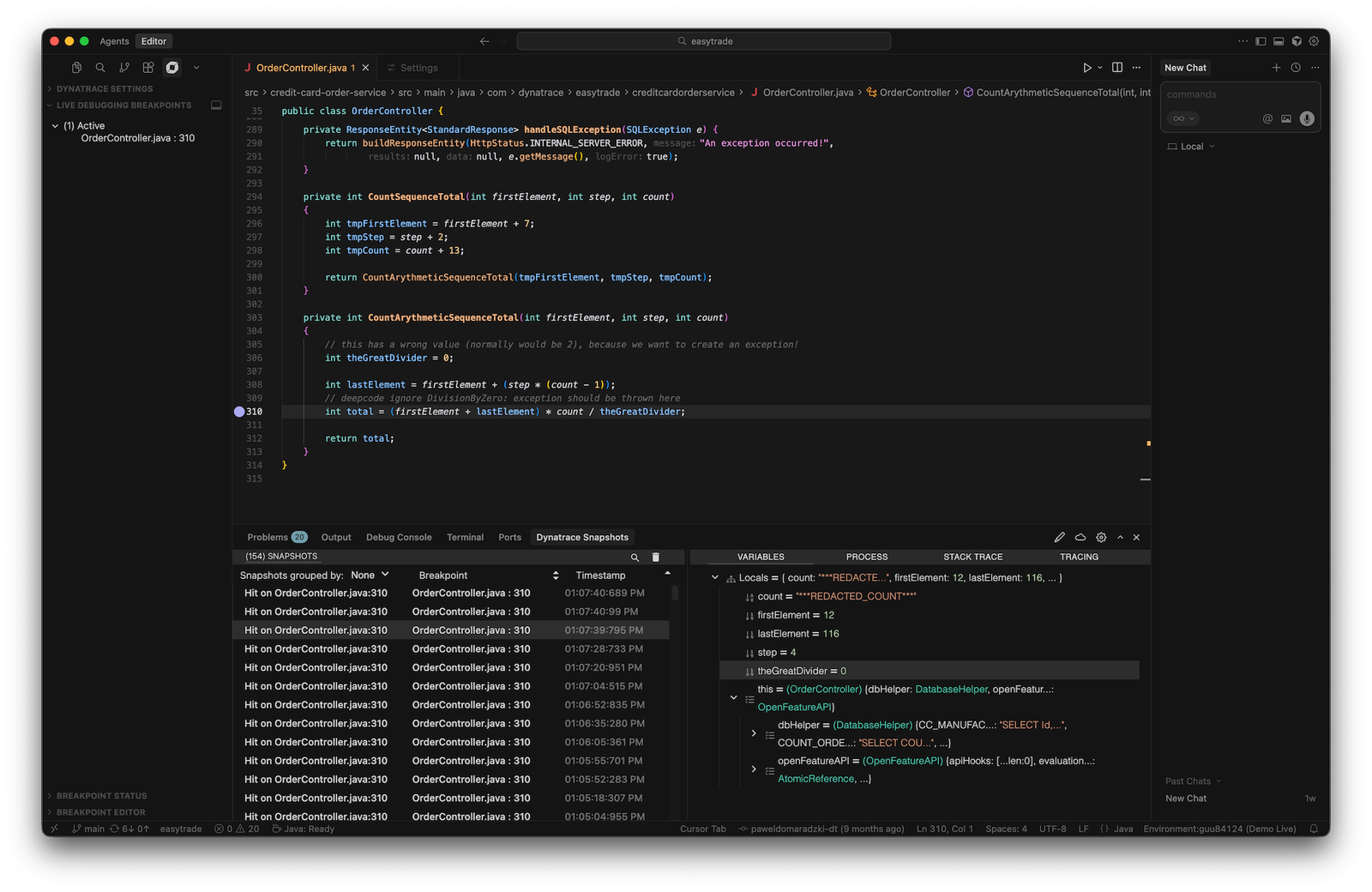 Real-time code-level snapshot in Cursor IDE