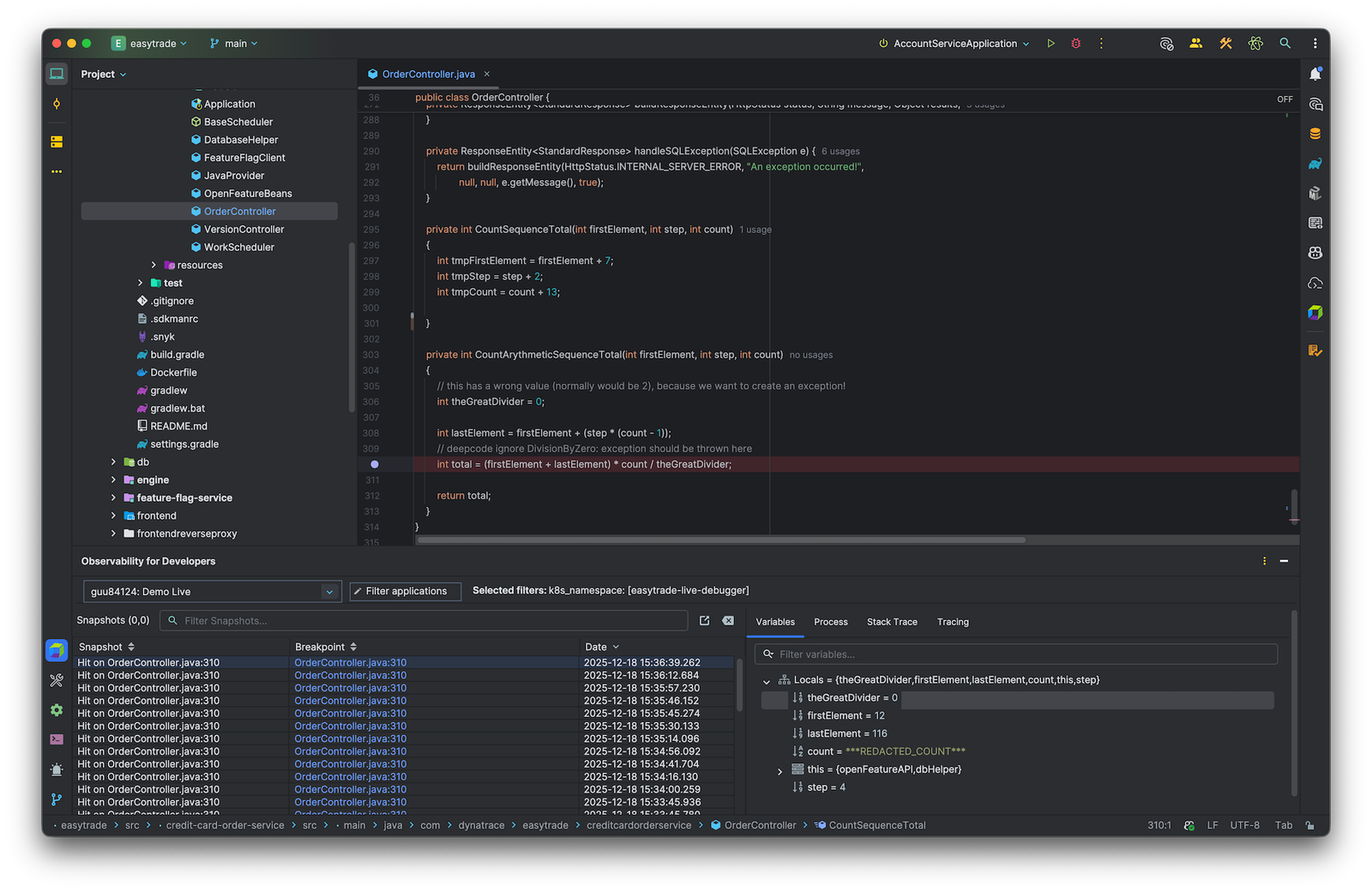 Real-time code-level data snapshot in IntelliJ IDEA