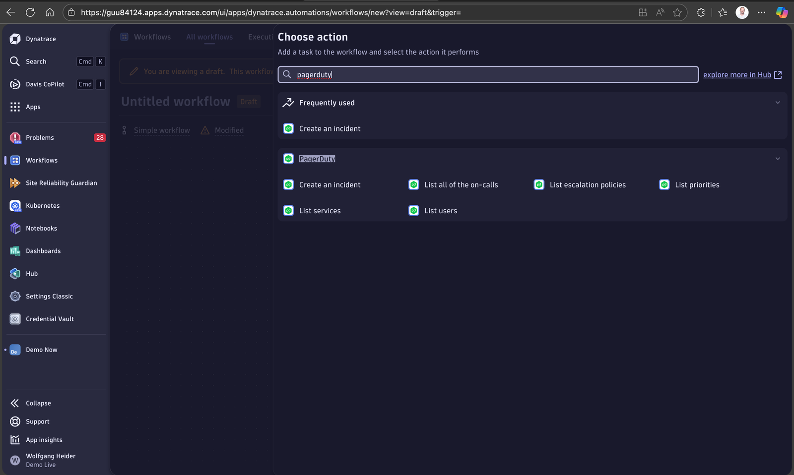 Seamlessly choose Pagerduty workflows