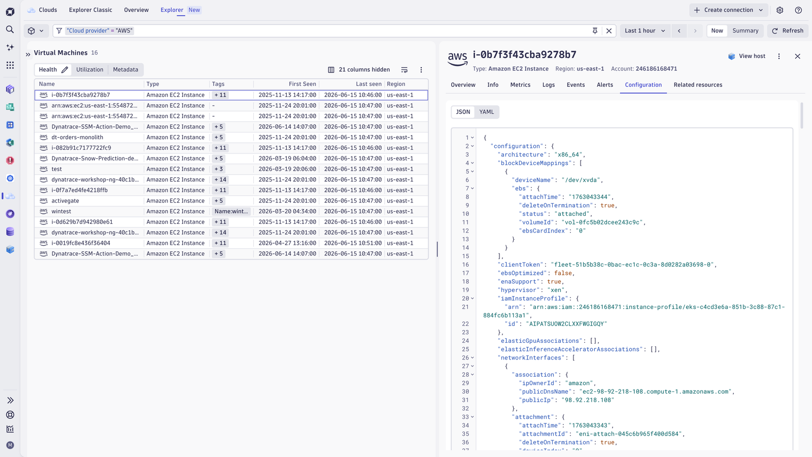 See full configuration details of cloud services