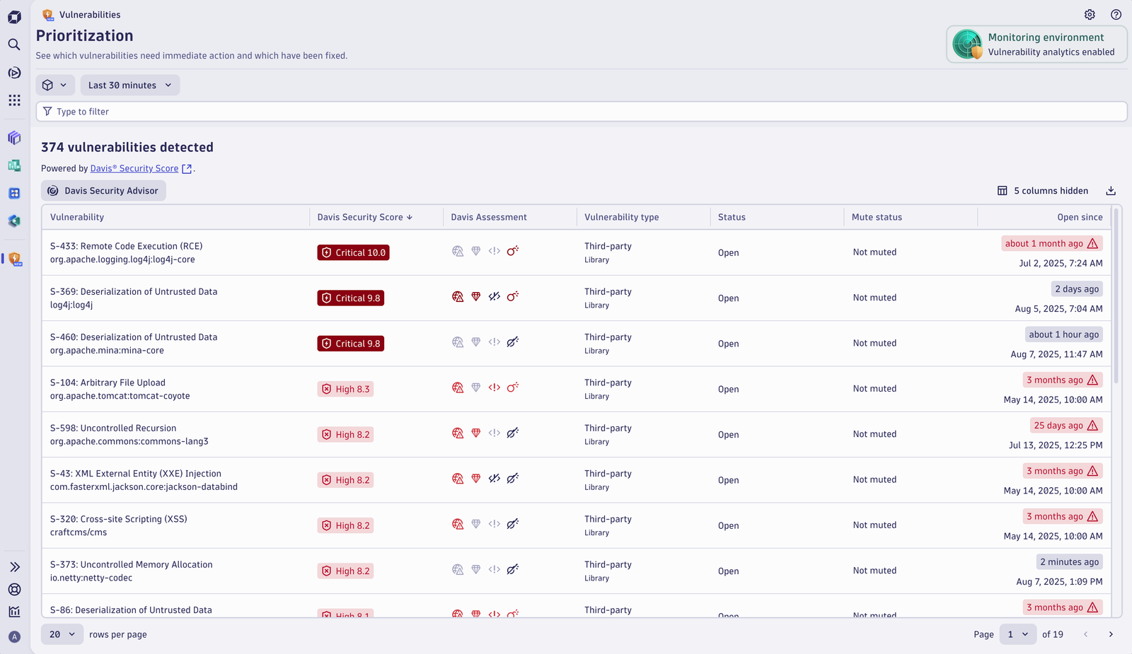 The prioritization page shows the overview of vulnerabilities in your environment in real-time while adding context and automated risk assessments.