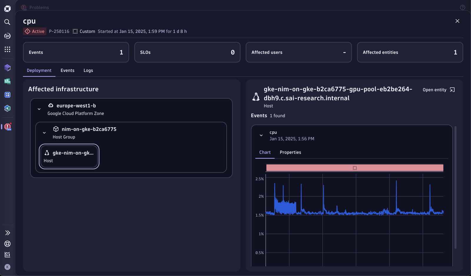 Dynatrace Intelligence reported and analyzed a large scale service slowdown that was caused by the OpenAI generative service.