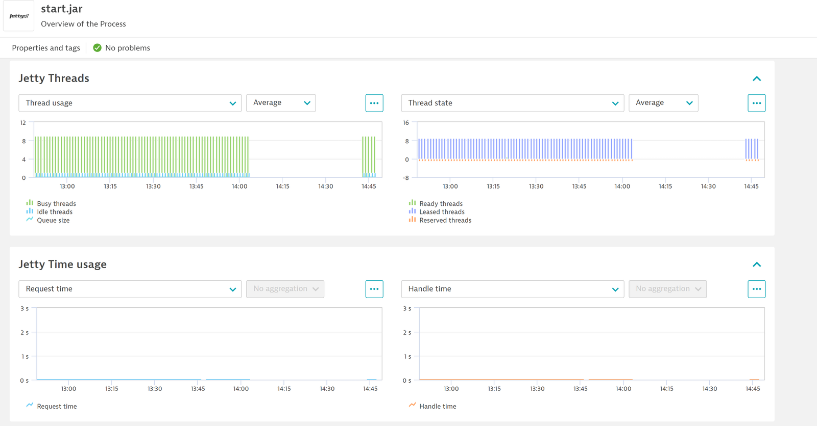View and inspect all your JMX metrics directly on the process group instance's screen thanks to the injected charts for a more granular view on their status.