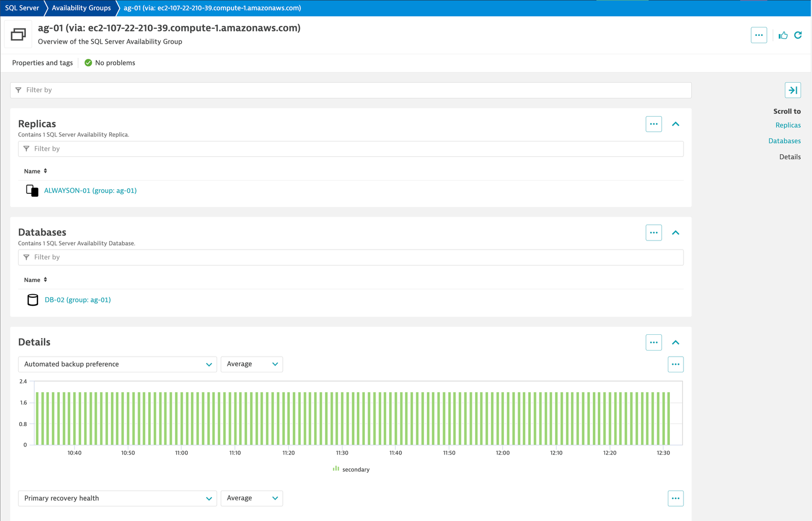 Database monitoring details in Dynatrace screenshot