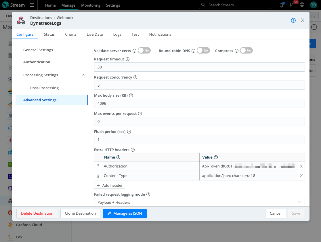 log ingestion, log management screenshot