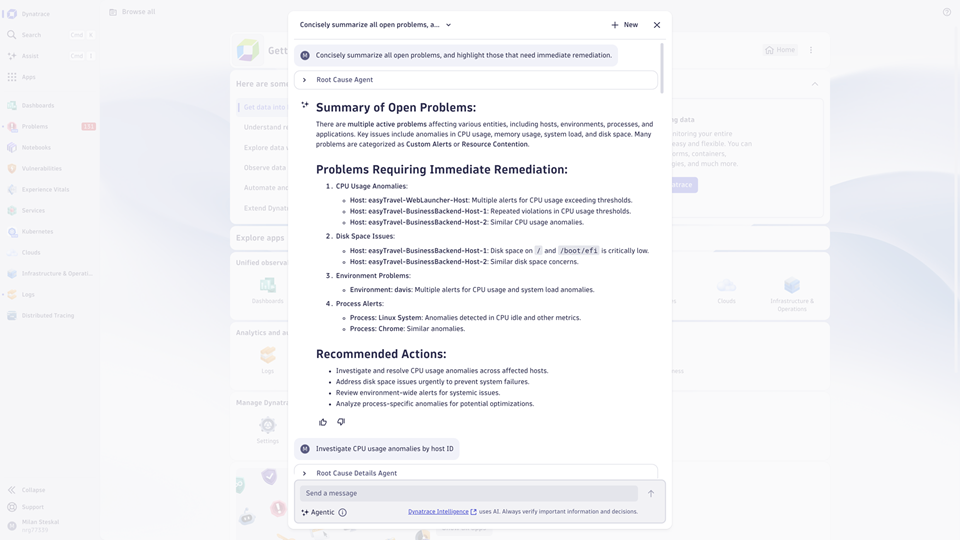 Dynatrace Assist understands your data and explains what’s happening in your environment.