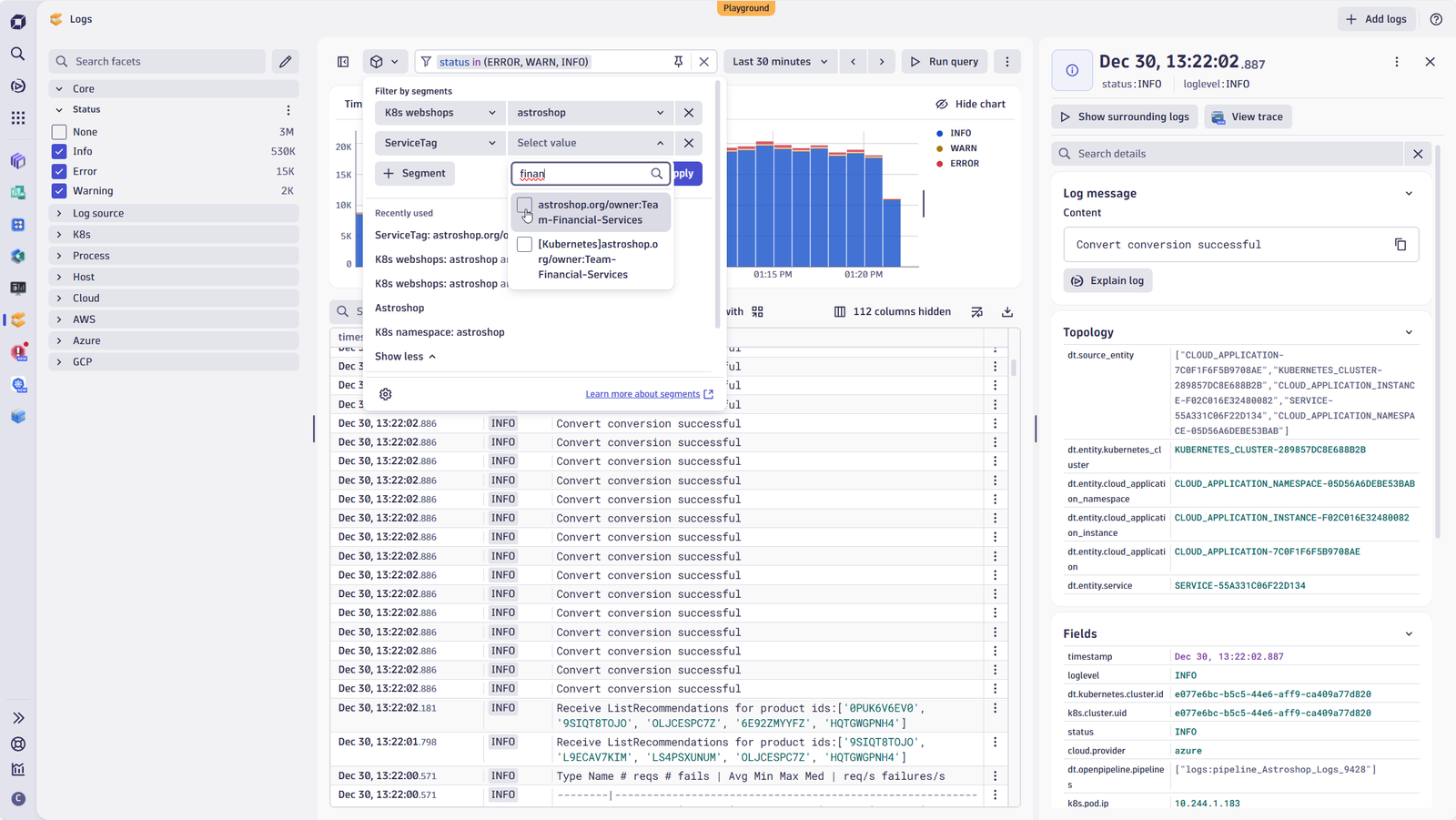 Combine segments and facets to create a pre-filtered view